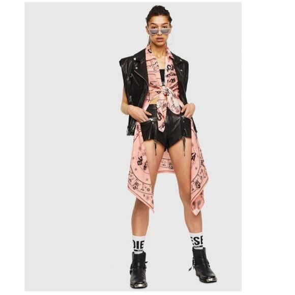 DIESEL DROPPET Sleeveless Leather Jacket - Picture 2 of 11